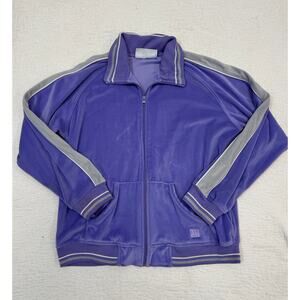 Vintage Wilson Velour Track Suit Purple Medium Jacket Pants Zip Logo Stretch